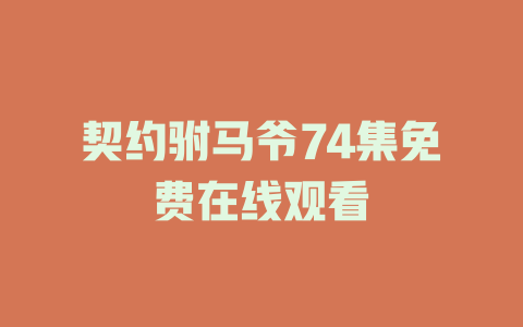 契约驸马爷74集免费在线观看
