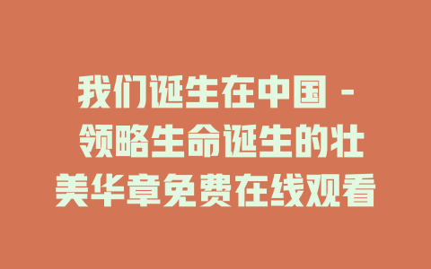 我们诞生在中国 - 领略生命诞生的壮美华章免费在线观看