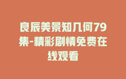 良辰美景知几何79集-精彩剧情免费在线观看