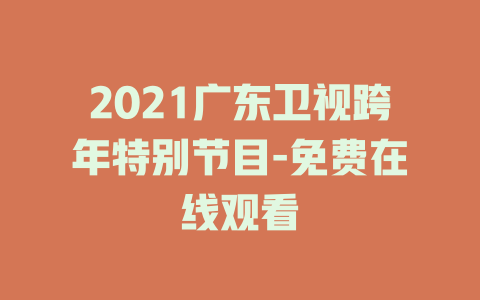 2021广东卫视跨年特别节目-免费在线观看