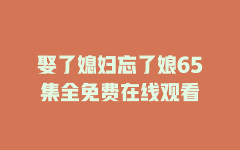 娶了媳妇忘了娘65集全免费在线观看