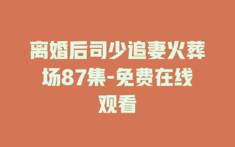 离婚后司少追妻火葬场87集-免费在线观看