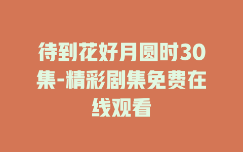待到花好月圆时30集-精彩剧集免费在线观看