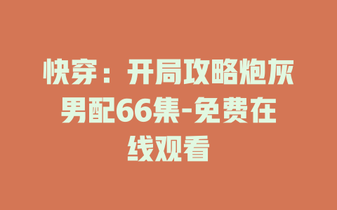 快穿：开局攻略炮灰男配66集-免费在线观看