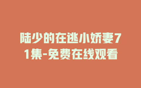 陆少的在逃小娇妻71集-免费在线观看