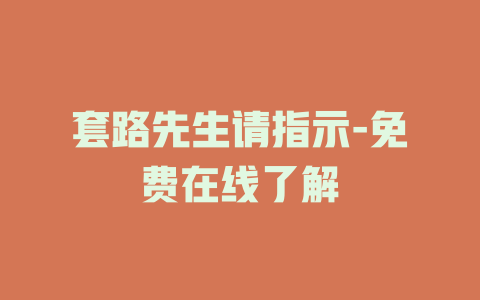 套路先生请指示-免费在线了解