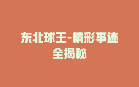 东北球王-精彩事迹全揭秘