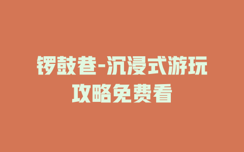 锣鼓巷-沉浸式游玩攻略免费看