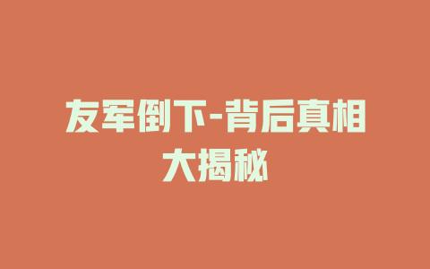 友军倒下-背后真相大揭秘