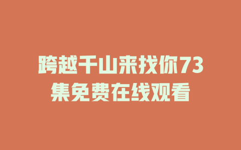 跨越千山来找你73集免费在线观看
