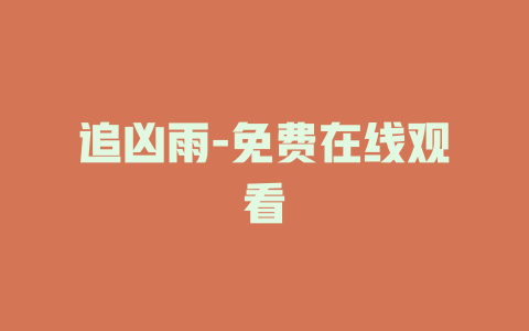 追凶雨-免费在线观看