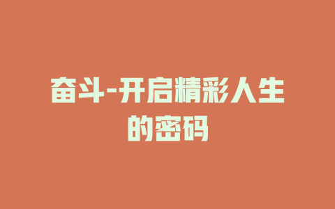 奋斗-开启精彩人生的密码