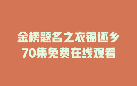 金榜题名之衣锦还乡70集免费在线观看