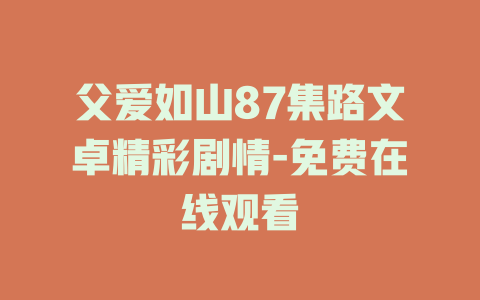 父爱如山87集路文卓精彩剧情-免费在线观看