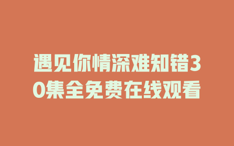 遇见你情深难知错30集全免费在线观看