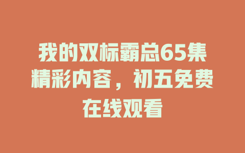 我的双标霸总65集精彩内容，初五免费在线观看