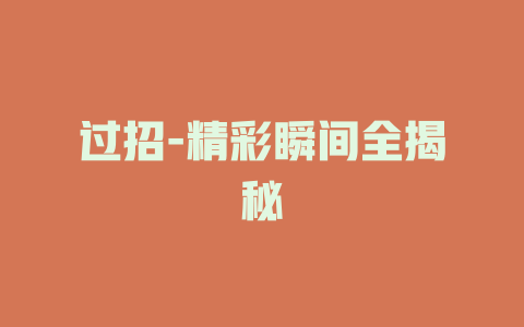 过招-精彩瞬间全揭秘