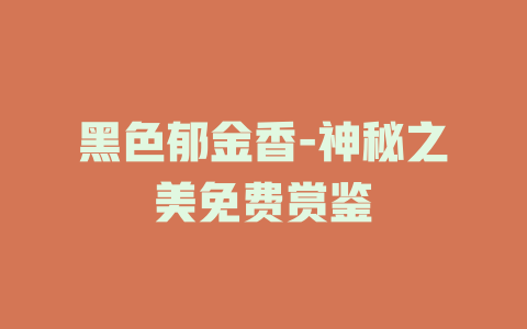 黑色郁金香-神秘之美免费赏鉴