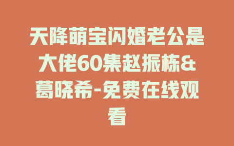 天降萌宝闪婚老公是大佬60集赵振栋&葛晓希-免费在线观看