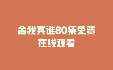舍我其谁80集免费在线观看