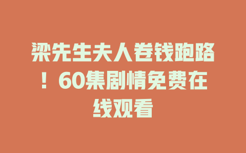 梁先生夫人卷钱跑路！60集剧情免费在线观看