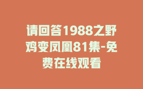 请回答1988之野鸡变凤凰81集-免费在线观看