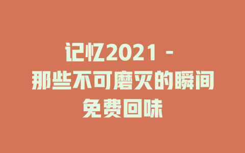 记忆2021 - 那些不可磨灭的瞬间免费回味
