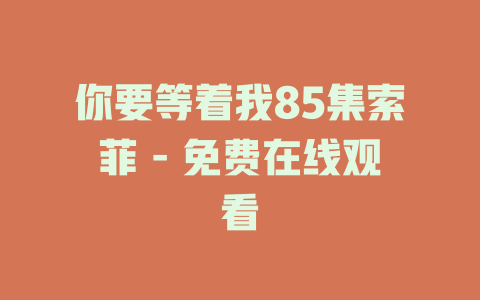 你要等着我85集索菲 - 免费在线观看