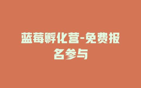 蓝莓孵化营-免费报名参与