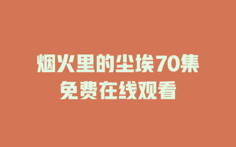 烟火里的尘埃70集免费在线观看