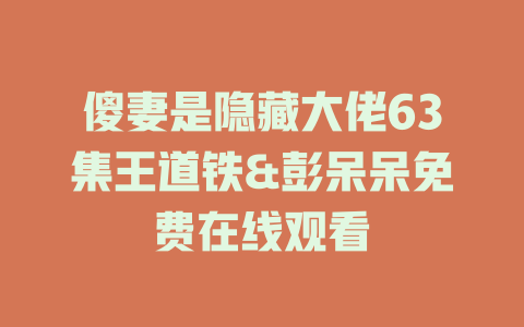 傻妻是隐藏大佬63集王道铁&彭呆呆免费在线观看