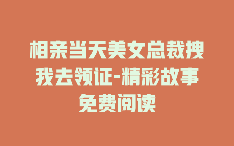 相亲当天美女总裁拽我去领证-精彩故事免费阅读
