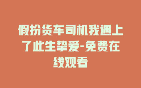 假扮货车司机我遇上了此生挚爱-免费在线观看