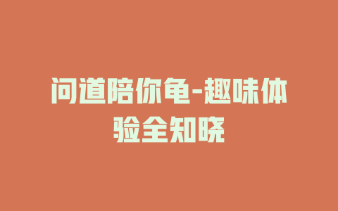 问道陪你龟-趣味体验全知晓