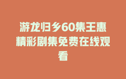 游龙归乡60集王惠精彩剧集免费在线观看
