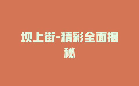 坝上街-精彩全面揭秘