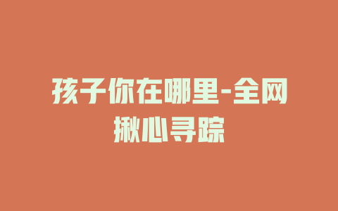 孩子你在哪里-全网揪心寻踪