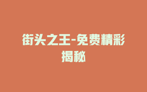 街头之王-免费精彩揭秘