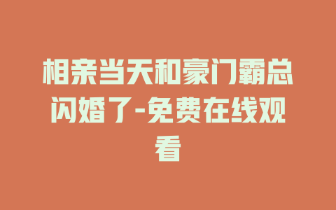 相亲当天和豪门霸总闪婚了-免费在线观看