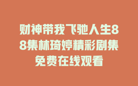 财神带我飞驰人生88集林琦婷精彩剧集免费在线观看