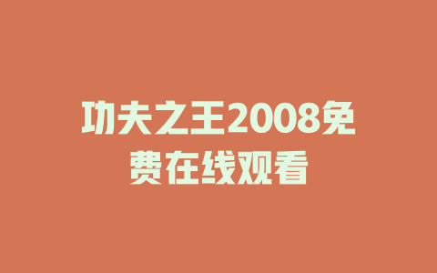 功夫之王2008免费在线观看