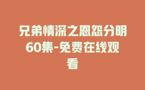 兄弟情深之恩怨分明60集-免费在线观看