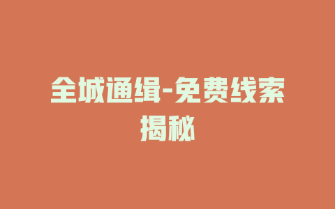 全城通缉-免费线索揭秘