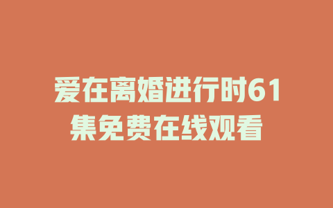 爱在离婚进行时61集免费在线观看