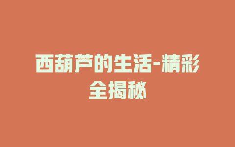 西葫芦的生活-精彩全揭秘