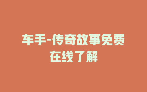 车手-传奇故事免费在线了解