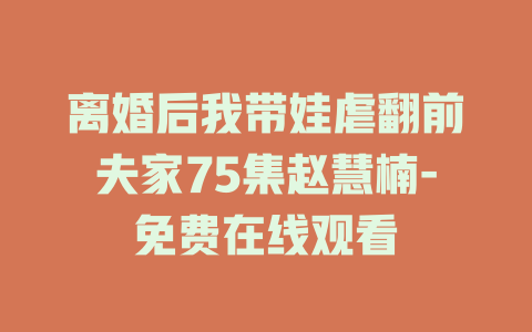 离婚后我带娃虐翻前夫家75集赵慧楠-免费在线观看