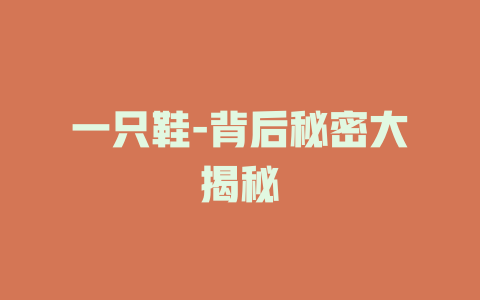 一只鞋-背后秘密大揭秘