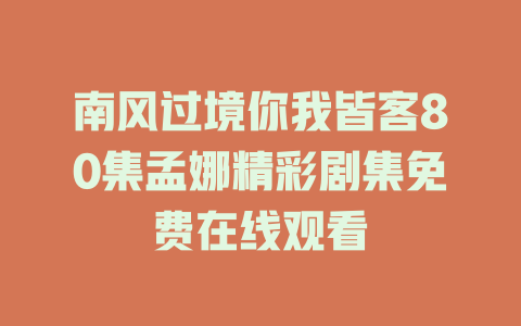南风过境你我皆客80集孟娜精彩剧集免费在线观看