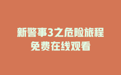 新警事3之危险旅程免费在线观看